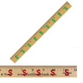 12" Clear Lacquer Wood Ruler w/ Dollar Sign (Financial Background)